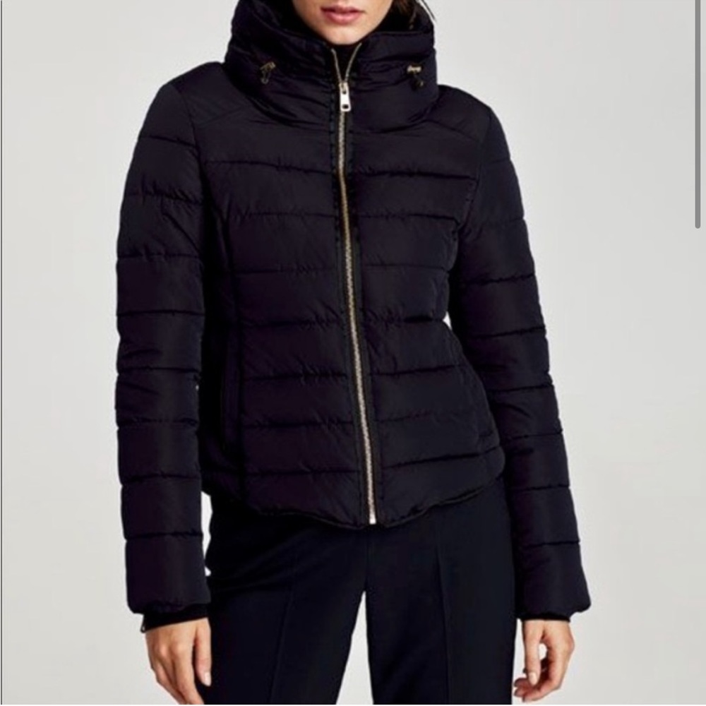 Zara Basic Funnel Neck Puff Jacket - image 1